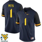 Men's West Virginia Mountaineers NCAA #1 Derrek Pitts Navy Authentic Nike Stitched College Football Jersey XA15F64MO